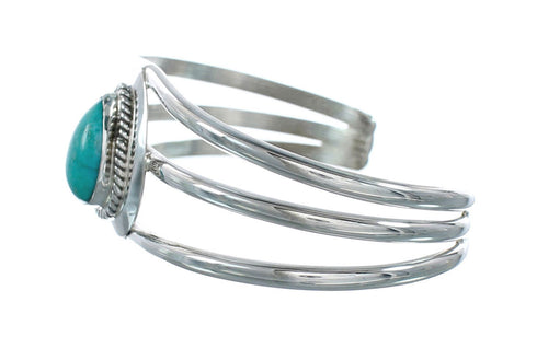 Native American Turquoise Navajo Sterling Silver Tear Drop Cuff Bracelet X10394